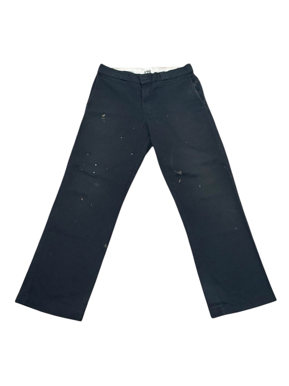 Men’s Dickies 874 Original Fit Work Pants Black Distressed Paint Splatter